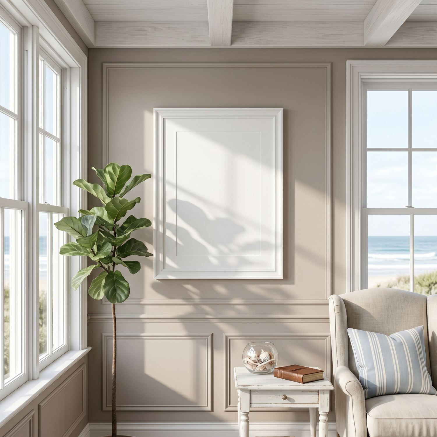 Free Coastal Serene Airy Neutral Sunlight Mockup - High Resolution | Synclisto