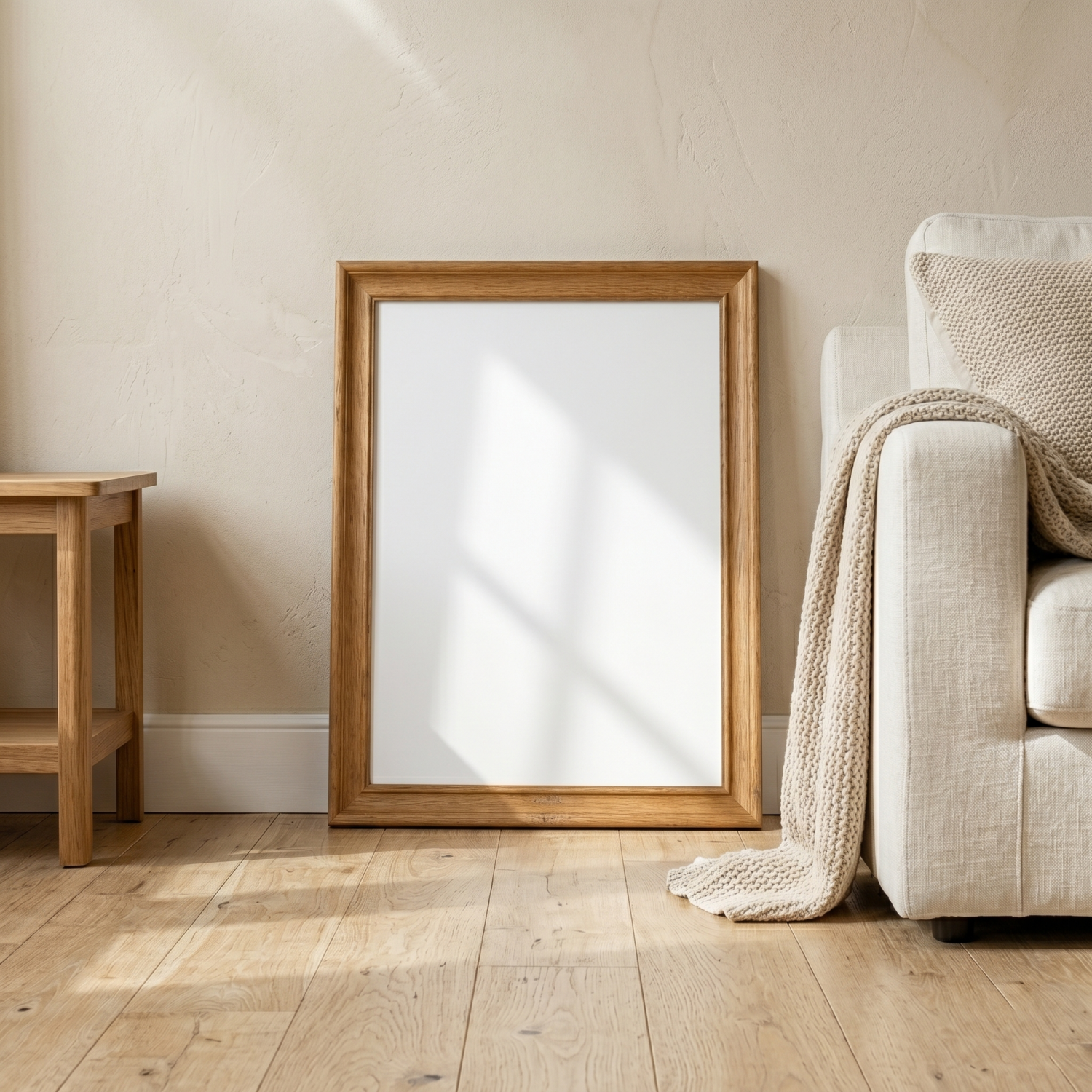 Free Warm Serene Soft Sunlight Beige Mockup in Scandinavian - High Resolution | Synclisto