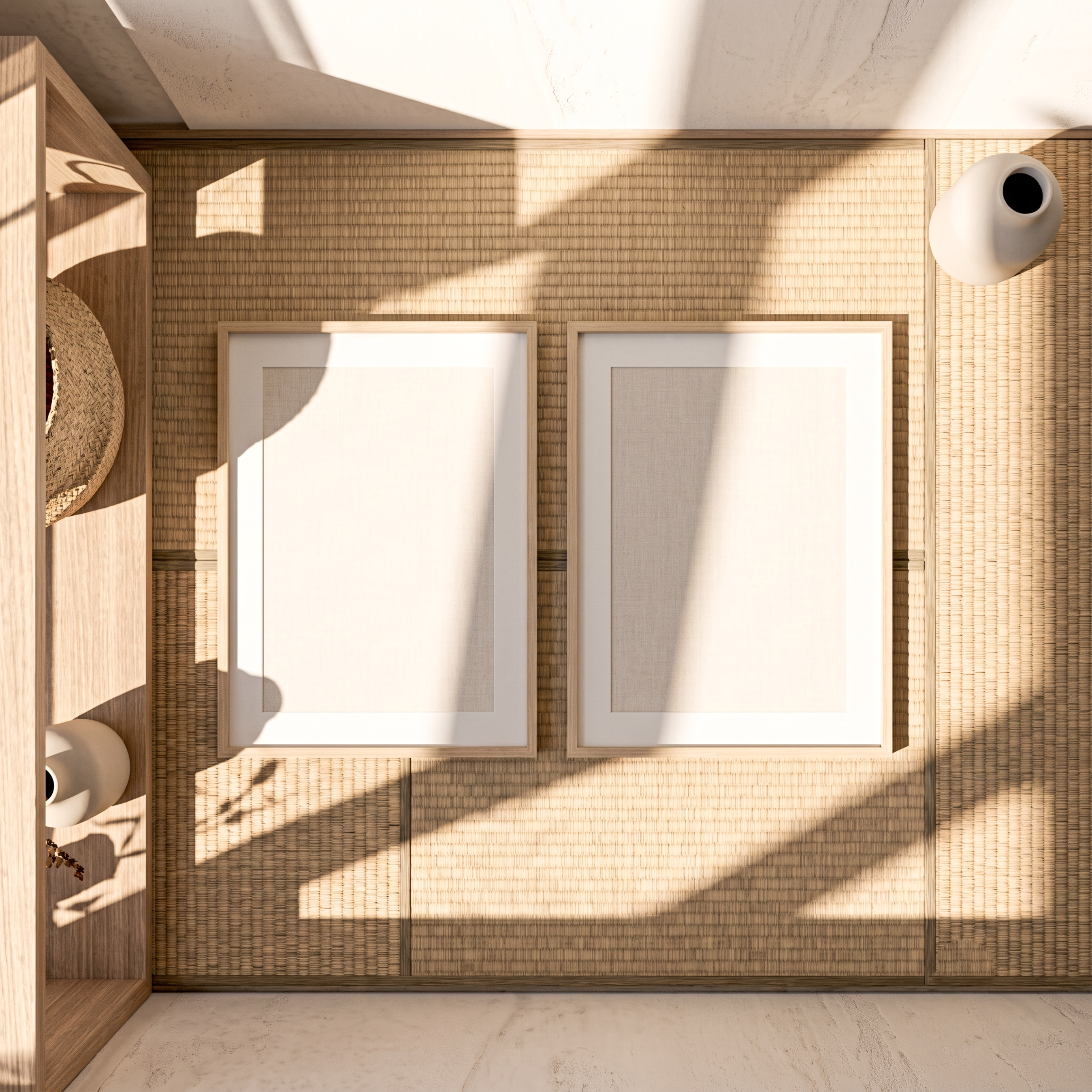 Free Japandi Organic Warm Shadow Serene Wabi-Sabi Mockup in Japandi - High Resolution | Synclisto