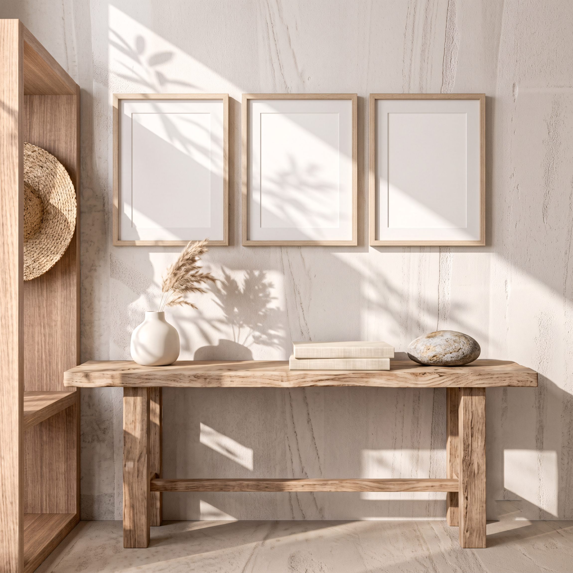 Free Warm Organic Sun-drenched Natural Serene Wabi-Sabi Mockup in Japandi - High Resolution | Synclisto