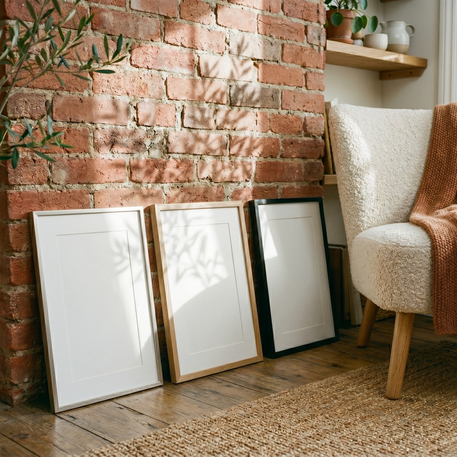 Free Cozy Warm Terracotta Sunlight Shadow Mockup - High Resolution | Synclisto