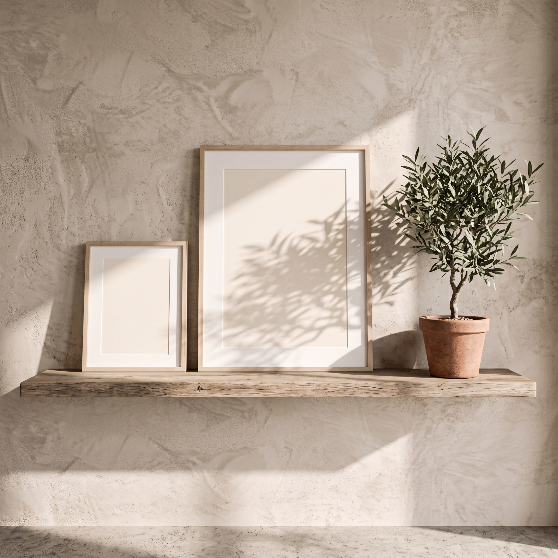 Free Warm Organic Sunlit Textured Neutral Wabi-Sabi Mockup in Japandi - High Resolution | Synclisto