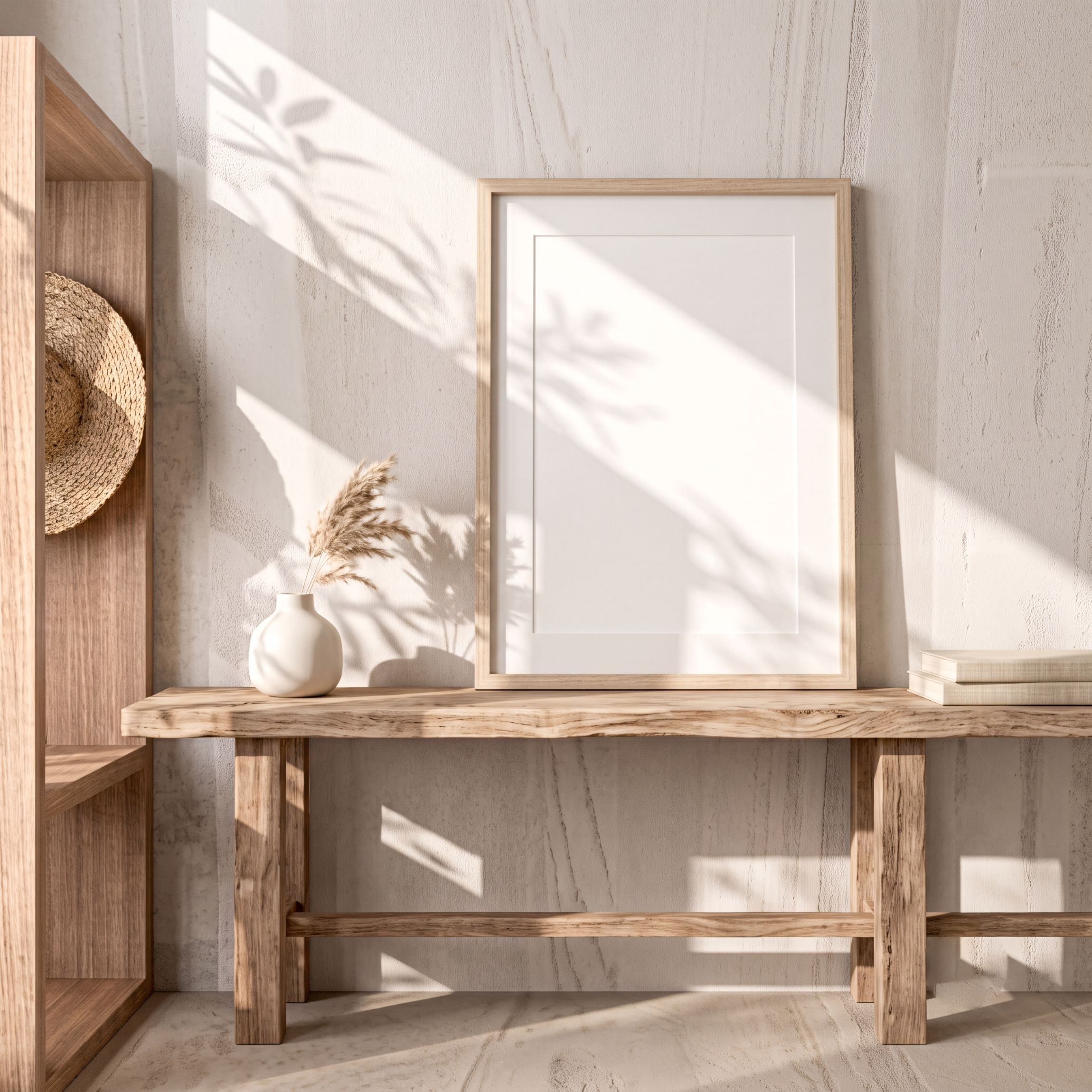 Free Warm Organic Serene Shadow Beige Wabi-Sabi Mockup in Japandi - High Resolution | Synclisto