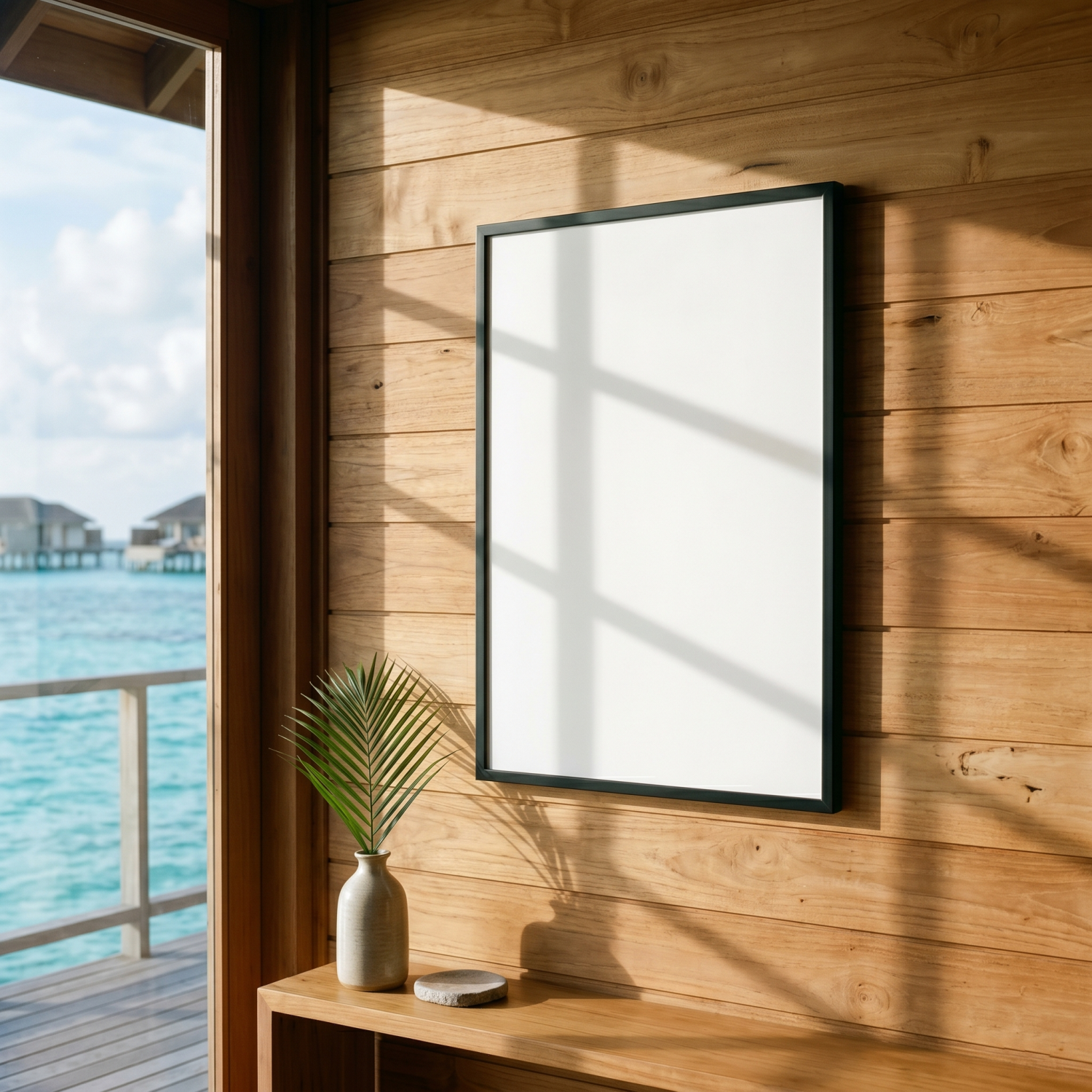 Free Wall Shelf Vase Plant Ocean Mockup - High Resolution | Synclisto